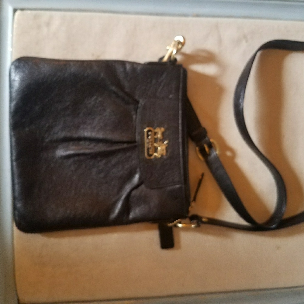 Coach black leather cross body